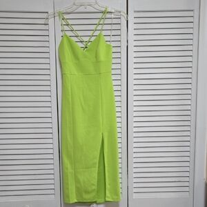 Fashion Nova Lime Green Strappy Midi Dress